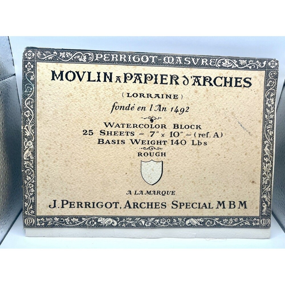 Watercolor Block Movlin a Papier J'Arches 12 sheets Vintage 7"x10" 140Lbs Rough